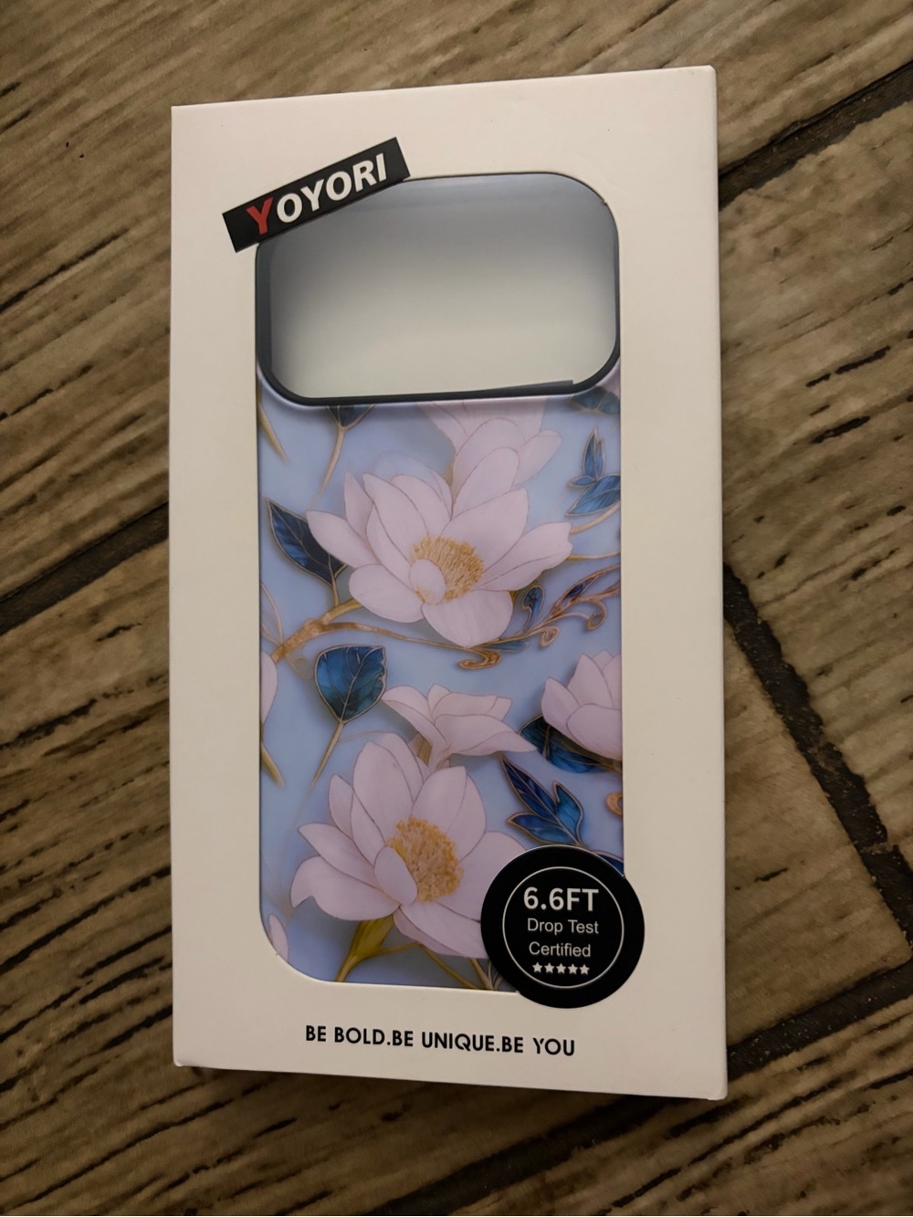 Floral Phone Case - Light Blue with Pink Flowers